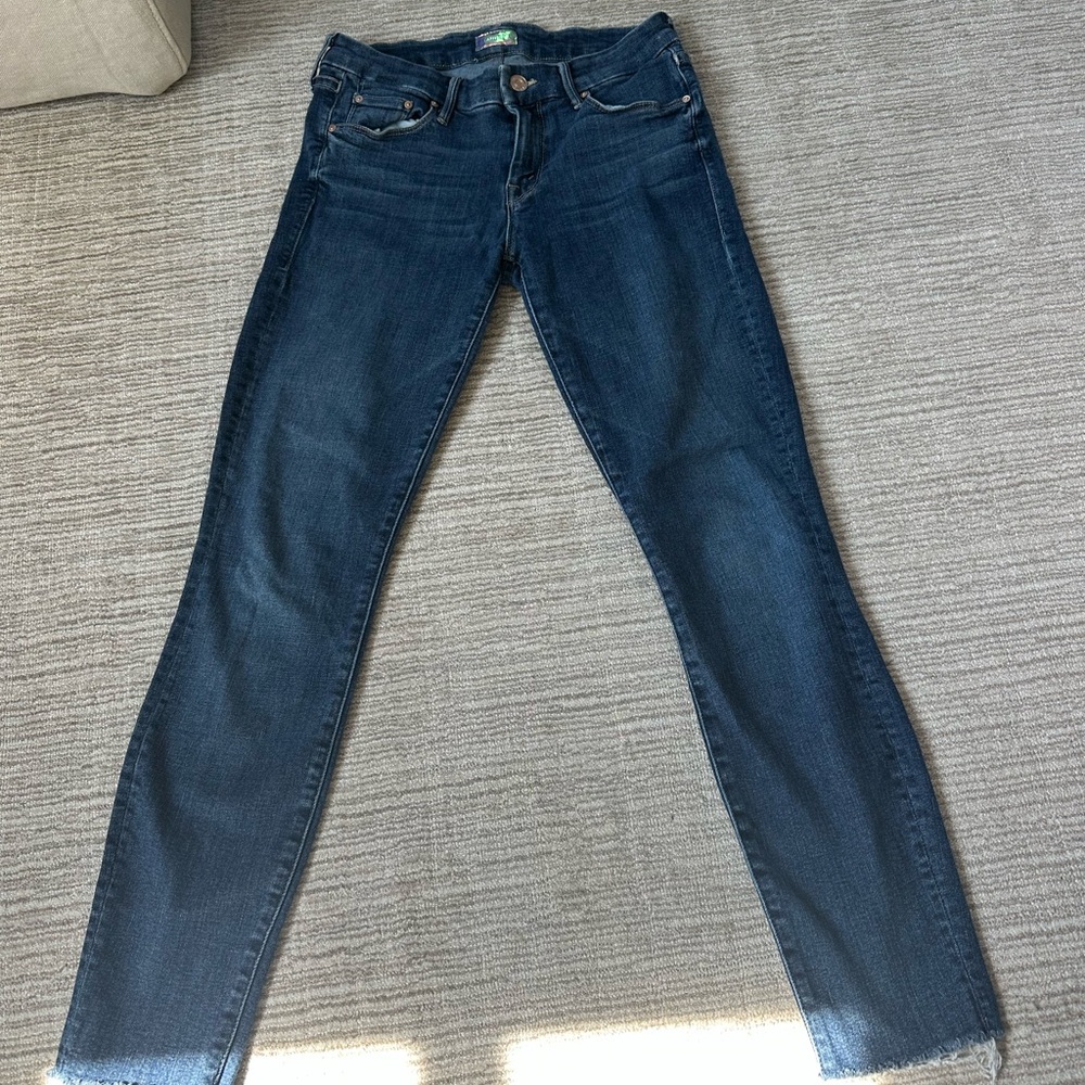 MOTHER Blue Skinny Jeans Looker Ankle Fray - 27